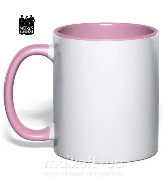 Чашка з кольоровою ручкою Острые козырьки силуэт Ніжно рожевий фото