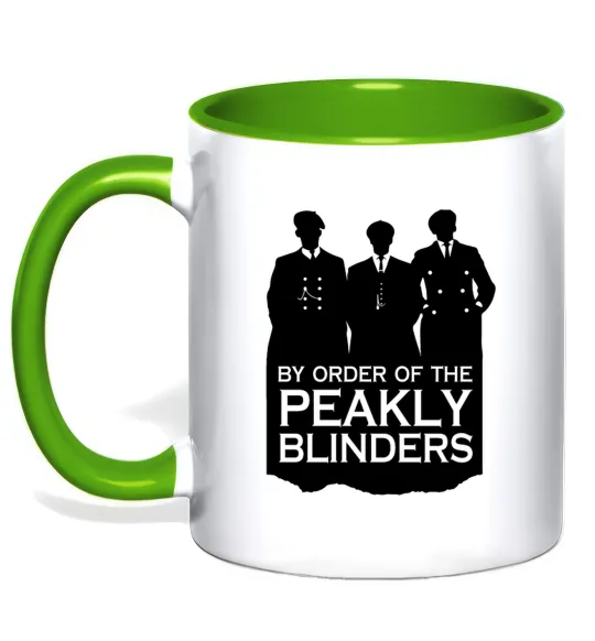 Чашка з кольоровою ручкою Гострі картузи силует Лаймовий фото