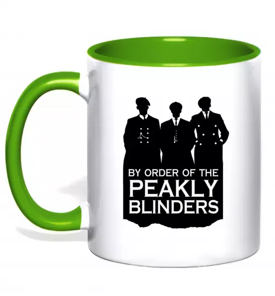 Чашка с цветной ручкой Гострі картузи силует Зеленый фото