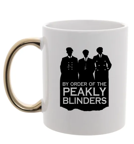 Чашка с цветной ручкой Гострі картузи силует Золото фото