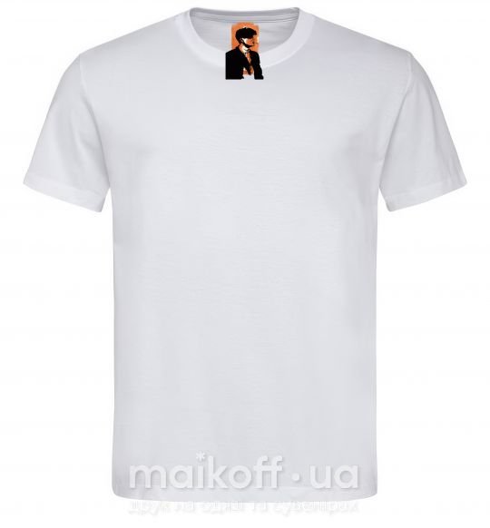 Мужская футболка Острые козырьки трафарет Белый фото