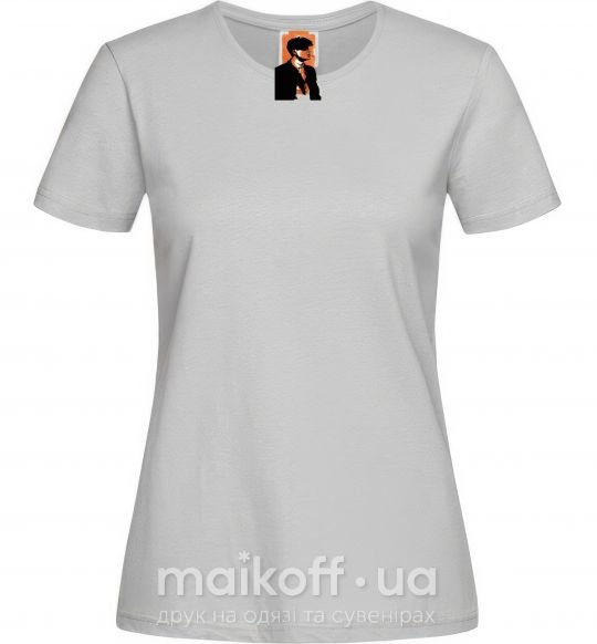 Женская футболка Острые козырьки трафарет Серый фото