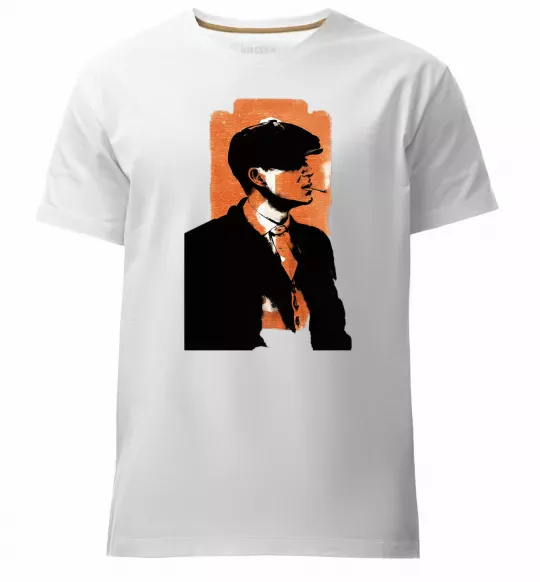 Чоловіча преміум футболка Гострі картузи трафарет Білий фото