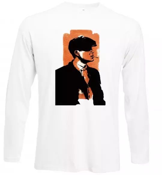 Лонгслів Гострі картузи трафарет Білий фото