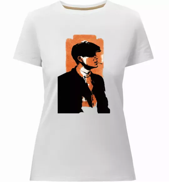 Женская премиум футболка Гострі картузи трафарет Белый фото