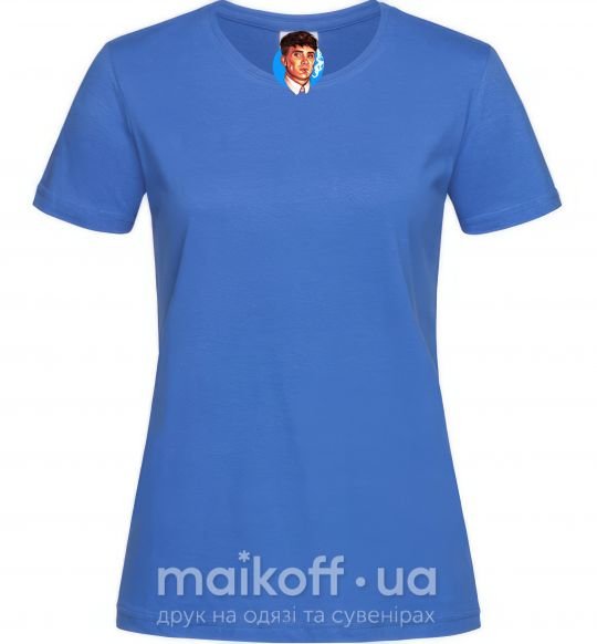 Женская футболка Томас Шелби с сигаретой Острые козырьки Ярко-синий фото