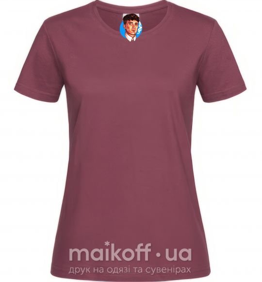 Женская футболка Томас Шелби с сигаретой Острые козырьки Бордовый фото