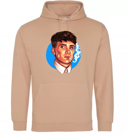 Чоловіча толстовка (худі) Томас Шелбі з цигаркою Гострі картузи Пісочний фото