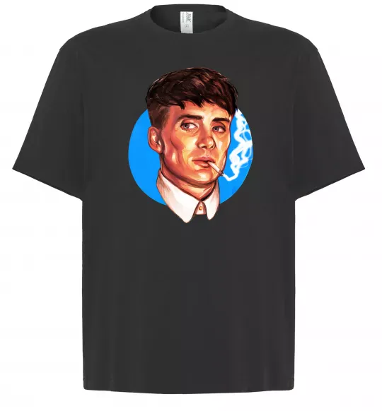 Футболка Оверсайз Томас Шелбі з цигаркою Гострі картузи Чорний фото