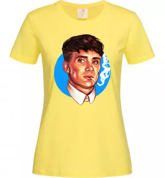Жіноча футболка Томас Шелбі з цигаркою Гострі картузи Лимонний фото