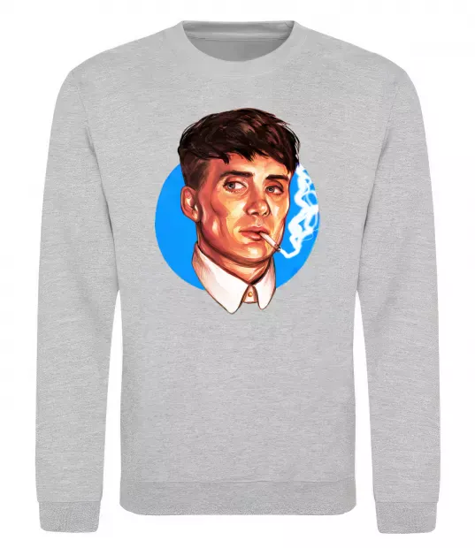 Свитшот Томас Шелбі з цигаркою Гострі картузи Серый меланж фото