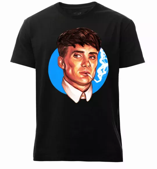 Мужская премиум футболка Томас Шелбі з цигаркою Гострі картузи Черный фото