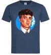 Чоловіча футболка Томас Шелбі з цигаркою Гострі картузи Темно-синій Чоловіча футболка Томас Шелбі з цигаркою Гострі картузи Темно-синій фото