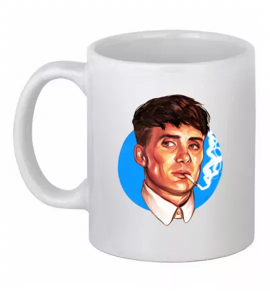 Чашка керамическая Томас Шелбі з цигаркою Гострі картузи Белый фото