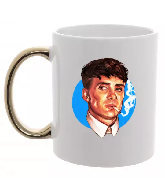 Чашка с цветной ручкой Томас Шелбі з цигаркою Гострі картузи Золото фото