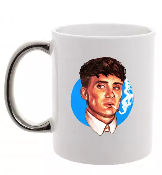 Чашка с цветной ручкой Томас Шелбі з цигаркою Гострі картузи Серебро фото