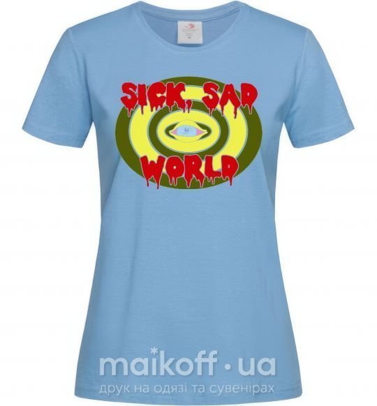 Женская футболка Sick world Голубой фото