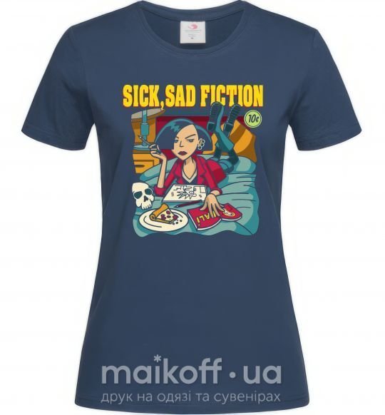 Жіноча футболка sick sad fiction цуи Темно-синій фото