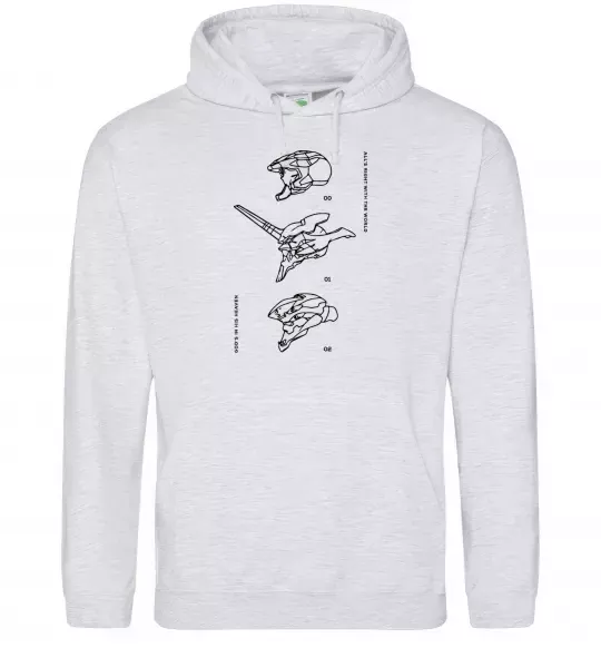 Мужская толстовка (худи) Evangelion HELMETS аніме Серый меланж фото