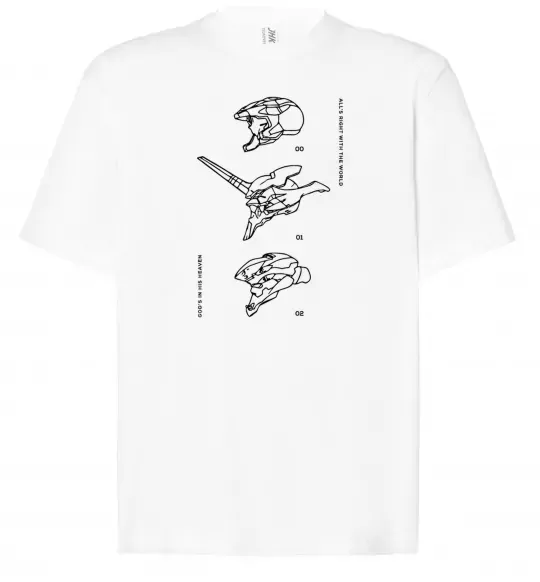 Футболка Оверсайз Evangelion HELMETS аніме Білий фото