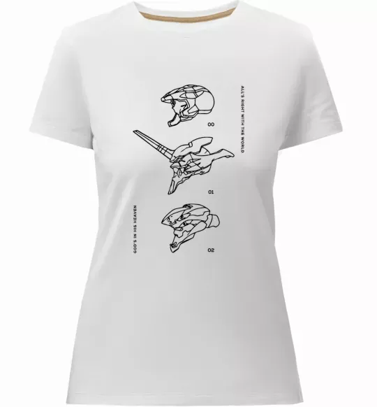 Жіноча преміум футболка Evangelion HELMETS аніме Білий фото