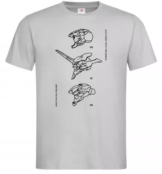 Мужская футболка Evangelion HELMETS аніме Серый фото