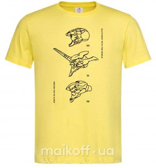 Мужская футболка Evangelion HELMETS аниме Лимонный фото