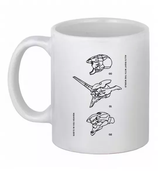 Чашка керамическая Evangelion HELMETS аніме Белый фото