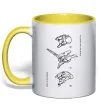 Чашка с цветной ручкой Evangelion HELMETS аніме Лимонный фото
