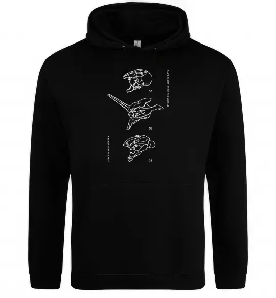 Мужская толстовка (худи) Evangelion HELMETS аніме Черный фото