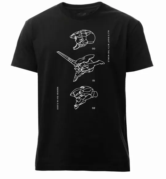 Мужская премиум футболка Evangelion HELMETS аніме Черный фото