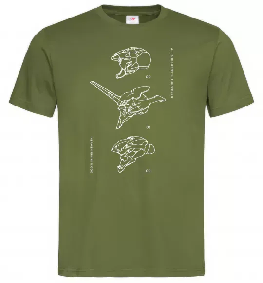 Мужская футболка Evangelion HELMETS аніме Оливковый фото