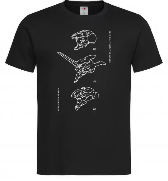 Мужская футболка Evangelion HELMETS аніме Черный фото