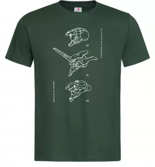 Мужская футболка Evangelion HELMETS аніме Темно-зеленый фото