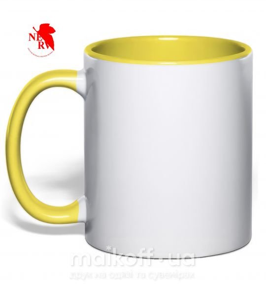 Чашка з кольоровою ручкою Evangelion аниме Евангелион Сонячно жовтий фото