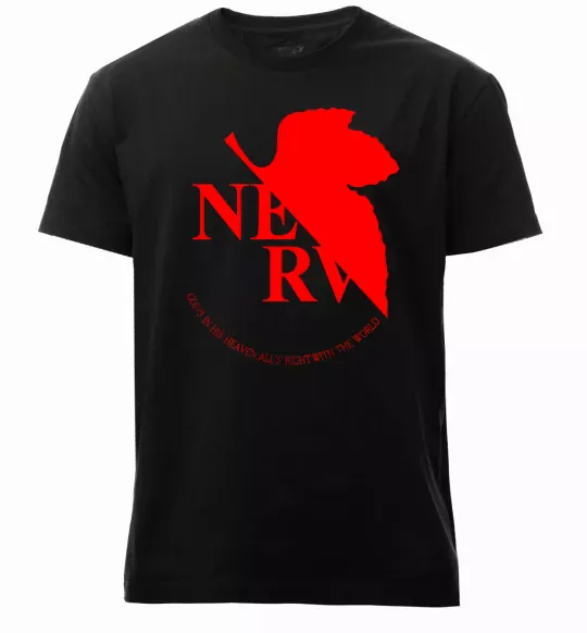 Мужская премиум футболка Evangelion аніме Евангеліон Черный фото