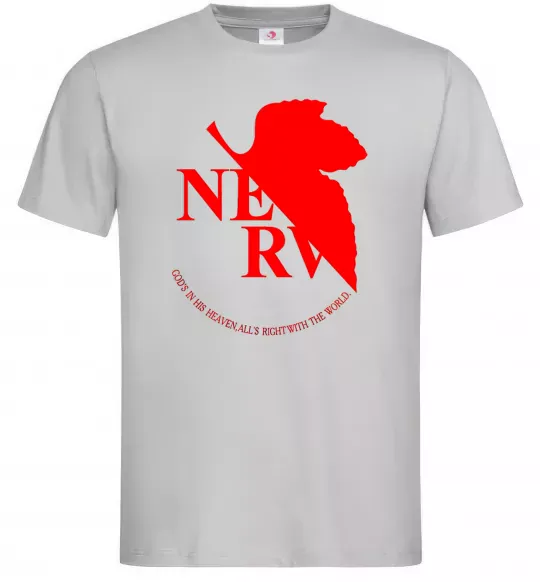 Чоловіча футболка Evangelion аніме Евангеліон Сірий фото