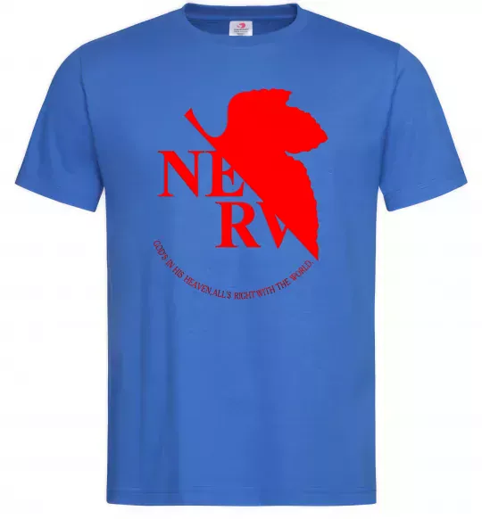 Чоловіча футболка Evangelion аніме Евангеліон Яскраво-синій фото