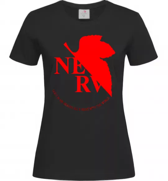 Жіноча футболка Evangelion аніме Евангеліон Чорний фото