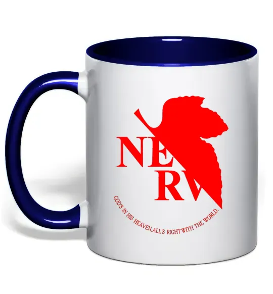 Чашка с цветной ручкой Evangelion аніме Евангеліон Глубокий темно-синий фото