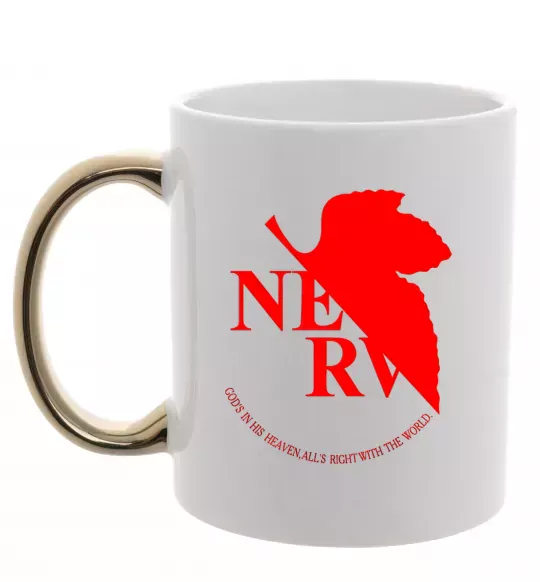 Чашка с цветной ручкой Evangelion аніме Евангеліон Золото фото