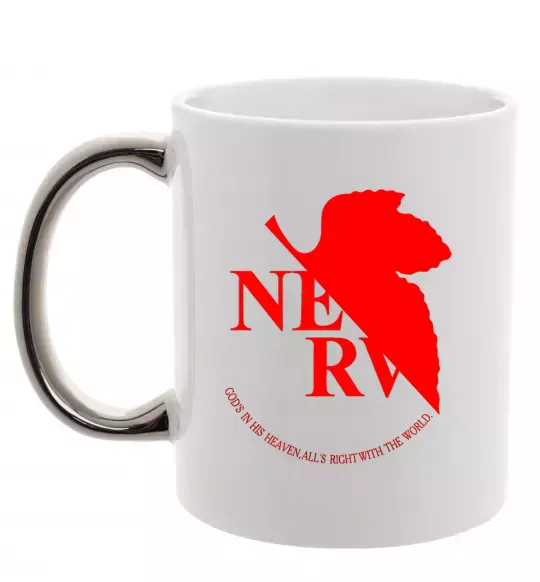 Чашка с цветной ручкой Evangelion аніме Евангеліон Серебро фото