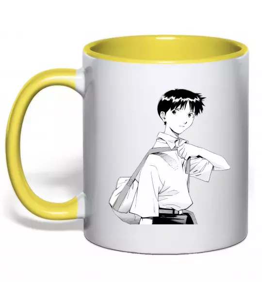 Чашка з кольоровою ручкою Daco Евангеліон Сонячно жовтий фото