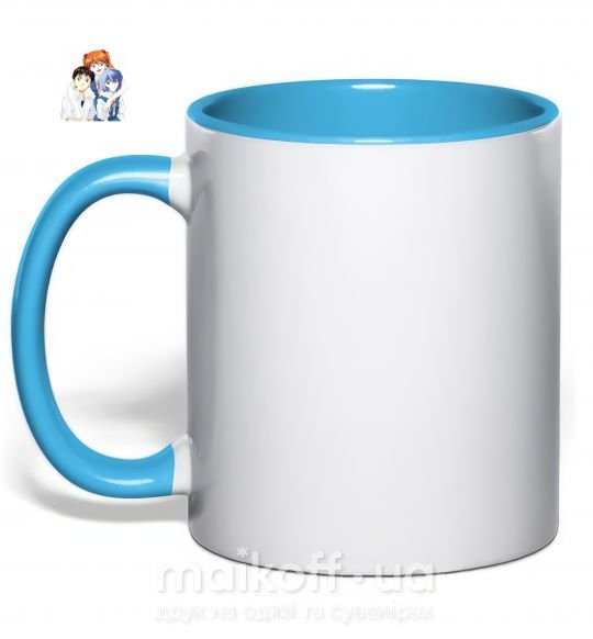 Чашка з кольоровою ручкою Аска Синдзи Рей Блакитний фото