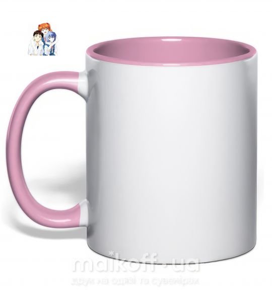 Чашка з кольоровою ручкою Аска Синдзи Рей Ніжно рожевий фото
