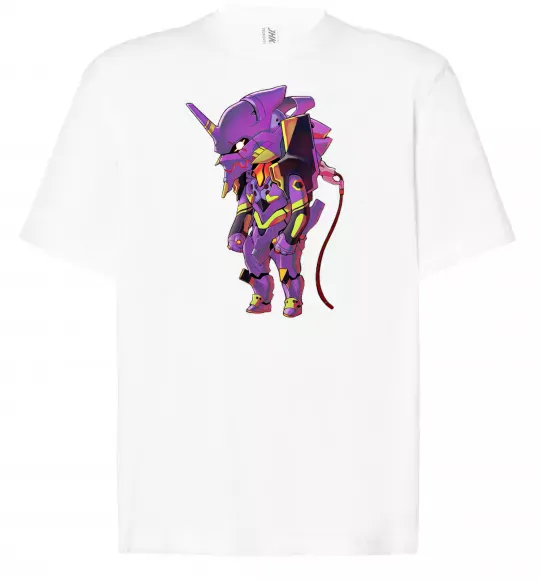 Футболка Оверсайз Евангеліон робот аніме Білий фото