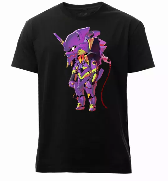 Чоловіча преміум футболка Евангеліон робот аніме Чорний фото