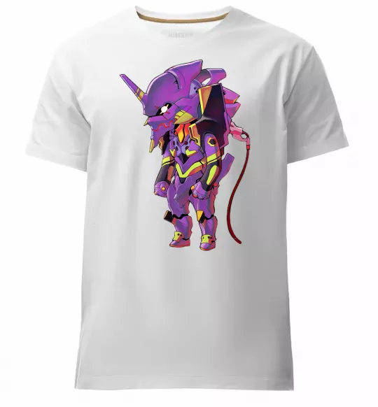 Чоловіча преміум футболка Евангеліон робот аніме Білий фото