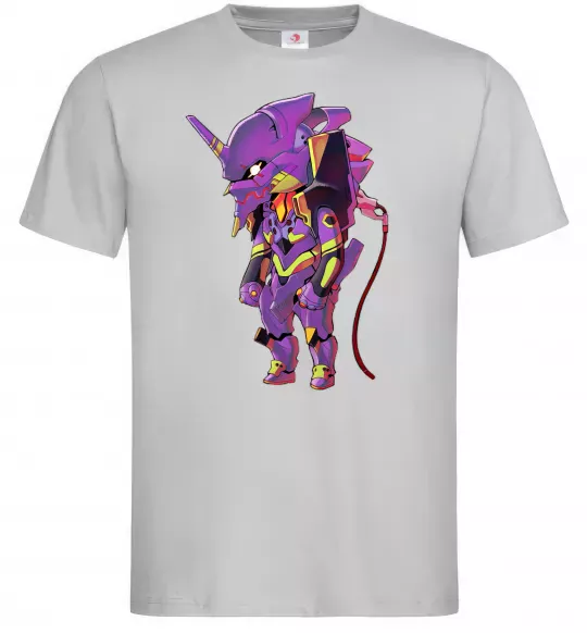 Мужская футболка Евангеліон робот аніме Серый фото