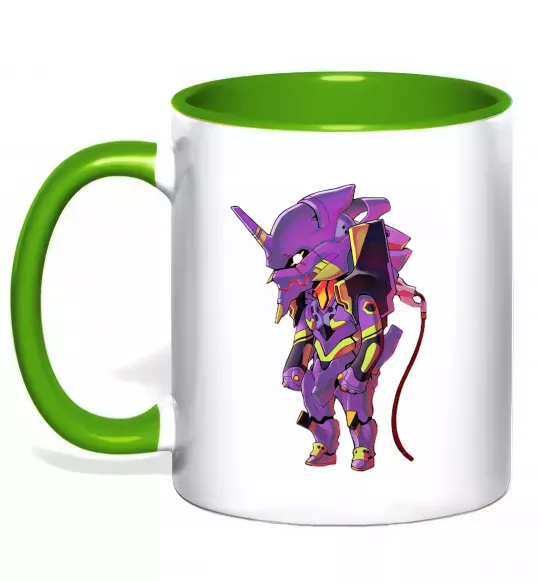 Чашка з кольоровою ручкою Евангеліон робот аніме Зелений фото